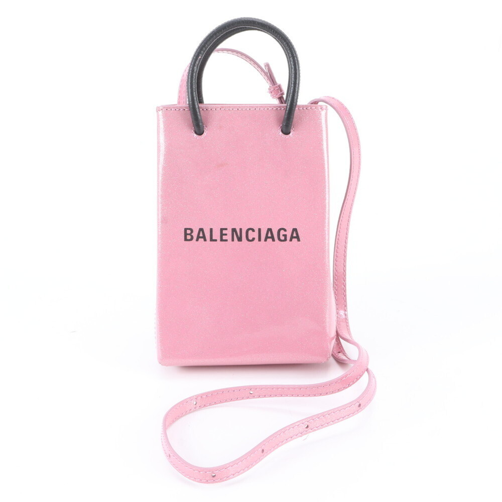 Balenciaga Shopping Phone Holder Leather 2-Way Shoulder Bag Crossbody for Women